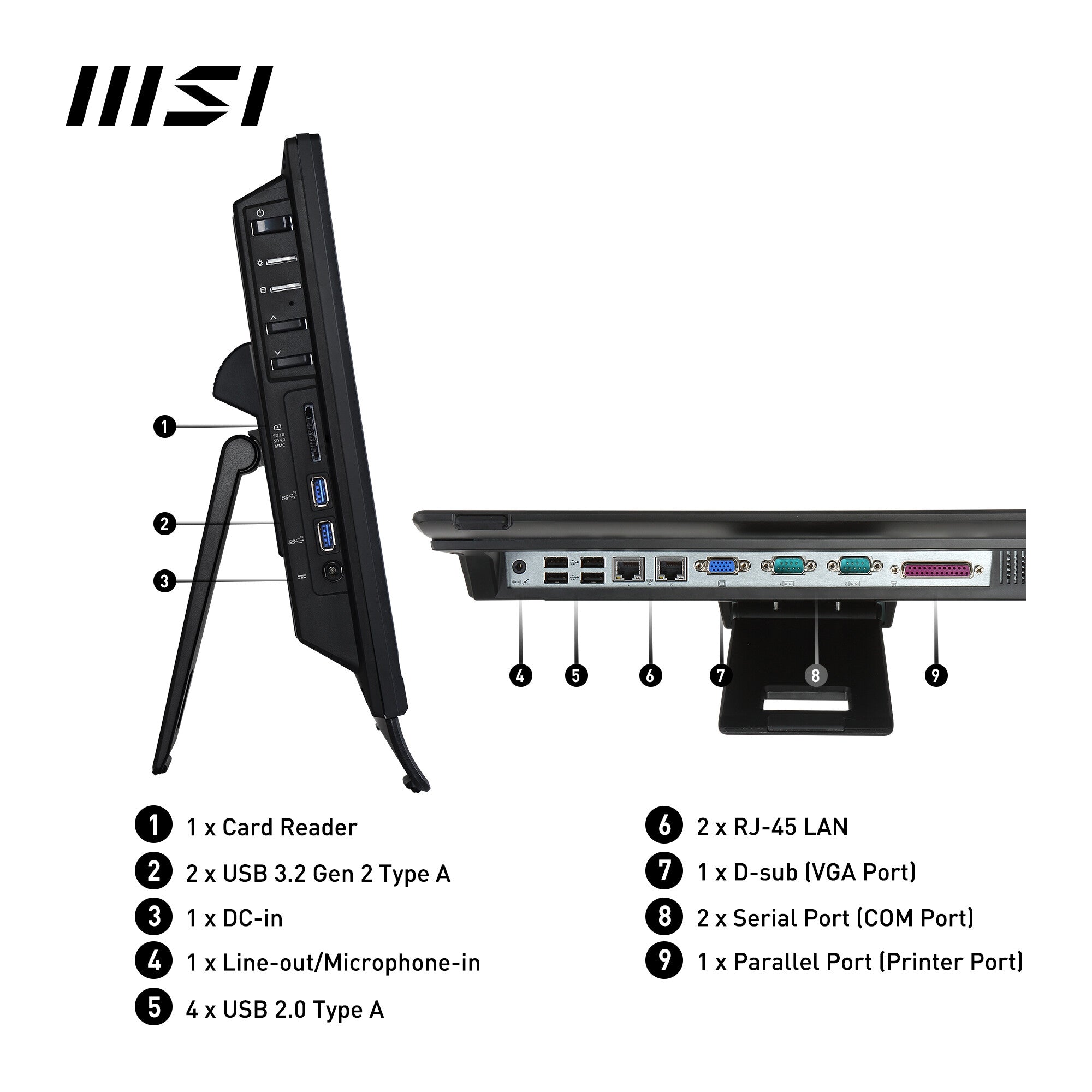 MSI Pro AP162T ADL Intel N100 All in One PC, (4GB RAM, 128GB SSD, Windows 11PRO), 15.6 Inch Single-Resistive touch Screen/UHD Graphics/Dual COM Port/LPT Port/Dual LAN/VGA/WiFi 5/BT 5.1/VESA/SD Card Reader