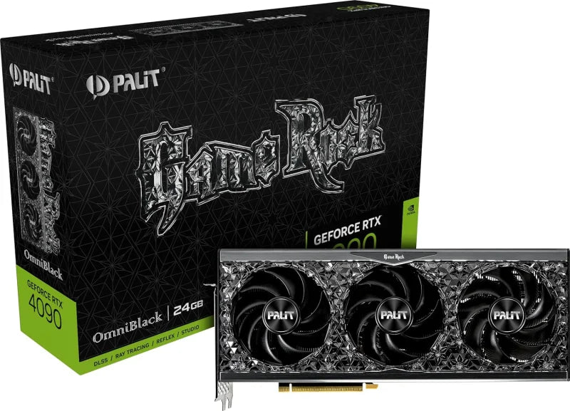 Palit RTX4090 GAMEROCK OMNIBLACK, 24GB GDDR6X, 2520OC/2235MHZ, HDMI, 3DP, PCIE, Graphics Card